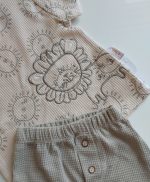 %100 Pamuklu Waffle Erkek Bebek Aslan Baskı ve Aplikeli Çıtçıtlı Tshirt & Patlı Düğmeli Şort Takım - Görsel 3