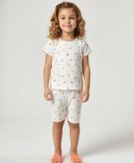 %100 Pamuklu Kız Çocuk Kalp Desenli Tshirt-Şort Takım - Görsel 3