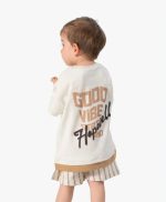%100 Pamuk Erkek Bebek Ön&Arka baskılı T-shirt & Cepli Beli Lastikli Çizgili Şort Takım - Görsel 3